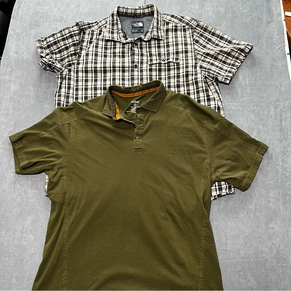 LOT Kuhl The North Face Mens XL Shirt Short Sleeve Outdoor Casual Plaid Green